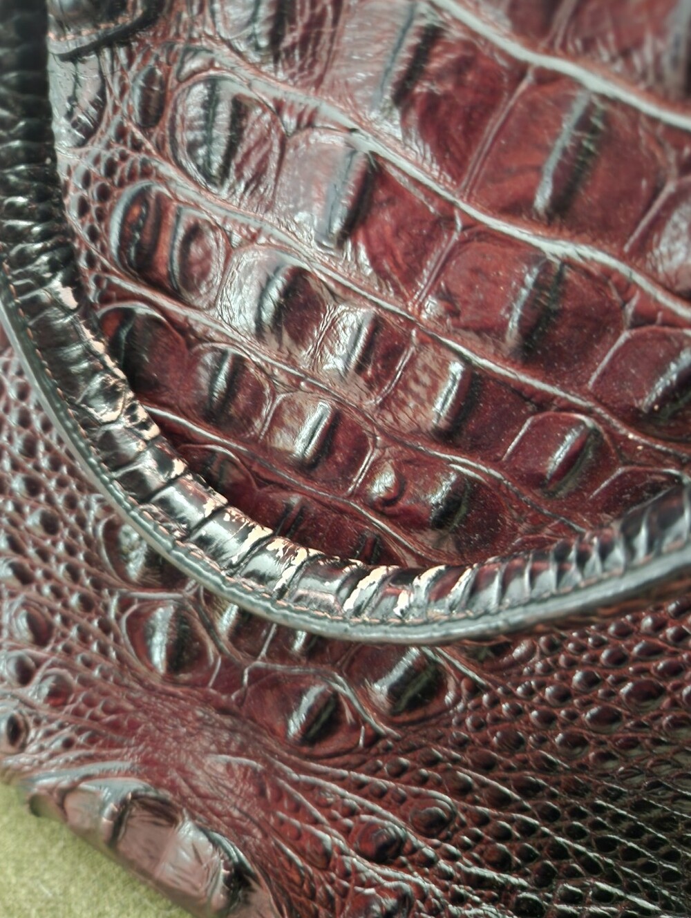 Brahmin Croc-Embossed Duxbury Satchel In Oxblood - Picture 3 of 7
